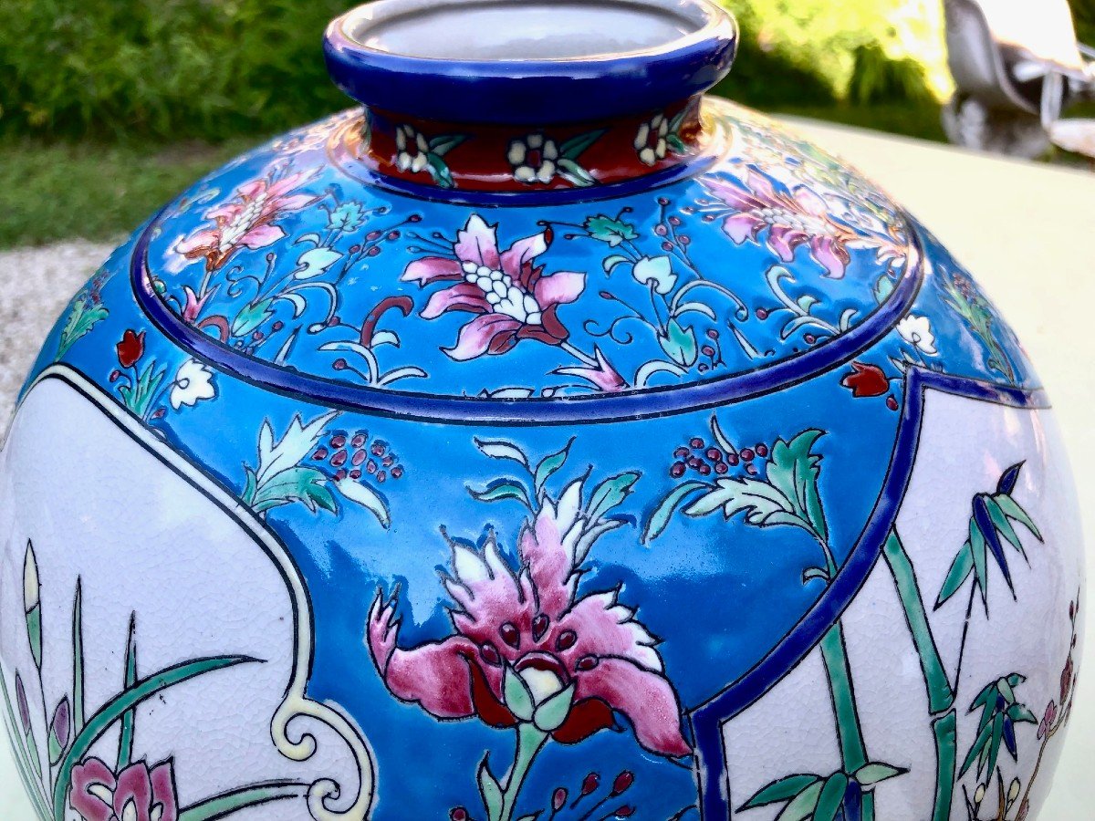 Paire De Vases Boules La Louvière En Céramique émaillée époque Art Déco -photo-4