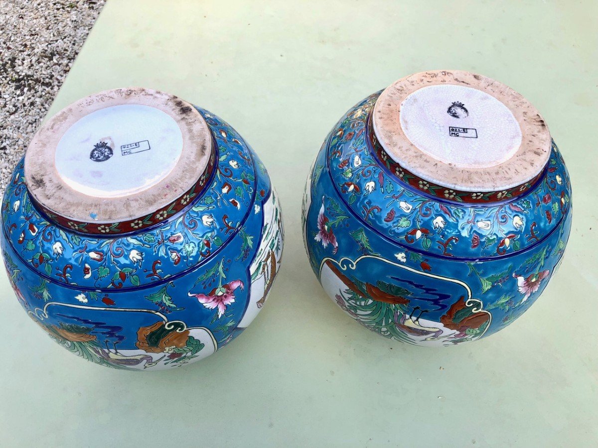 Paire De Vases Boules La Louvière En Céramique émaillée époque Art Déco -photo-4