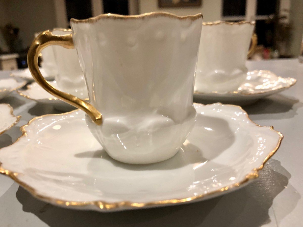  6 Tasses à Café Et Leur Soucoupe, Porcelaine Limoges vers 1900, Palais De Cristal Bruxelles