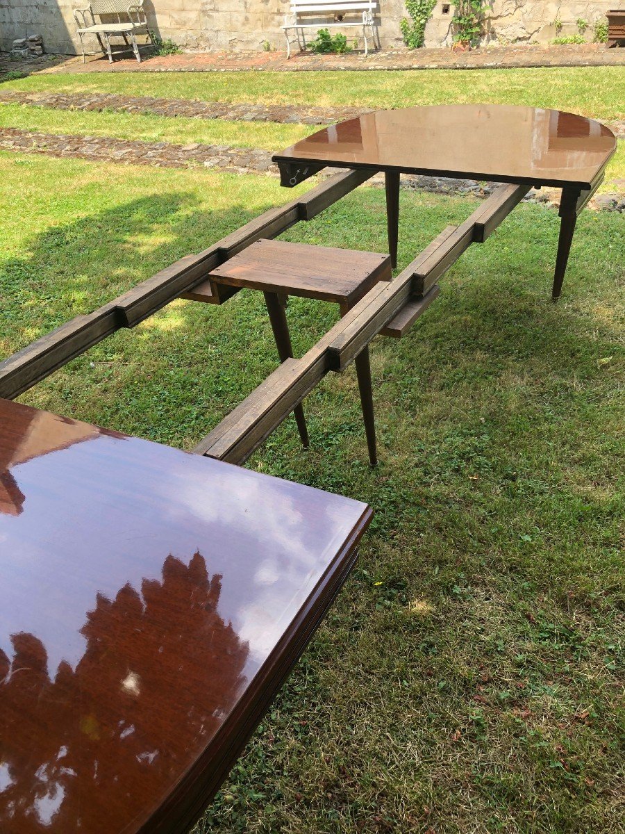 Large Louis XVI Oval Table Varnished Mahogany, Extendable, 19th Century-photo-1