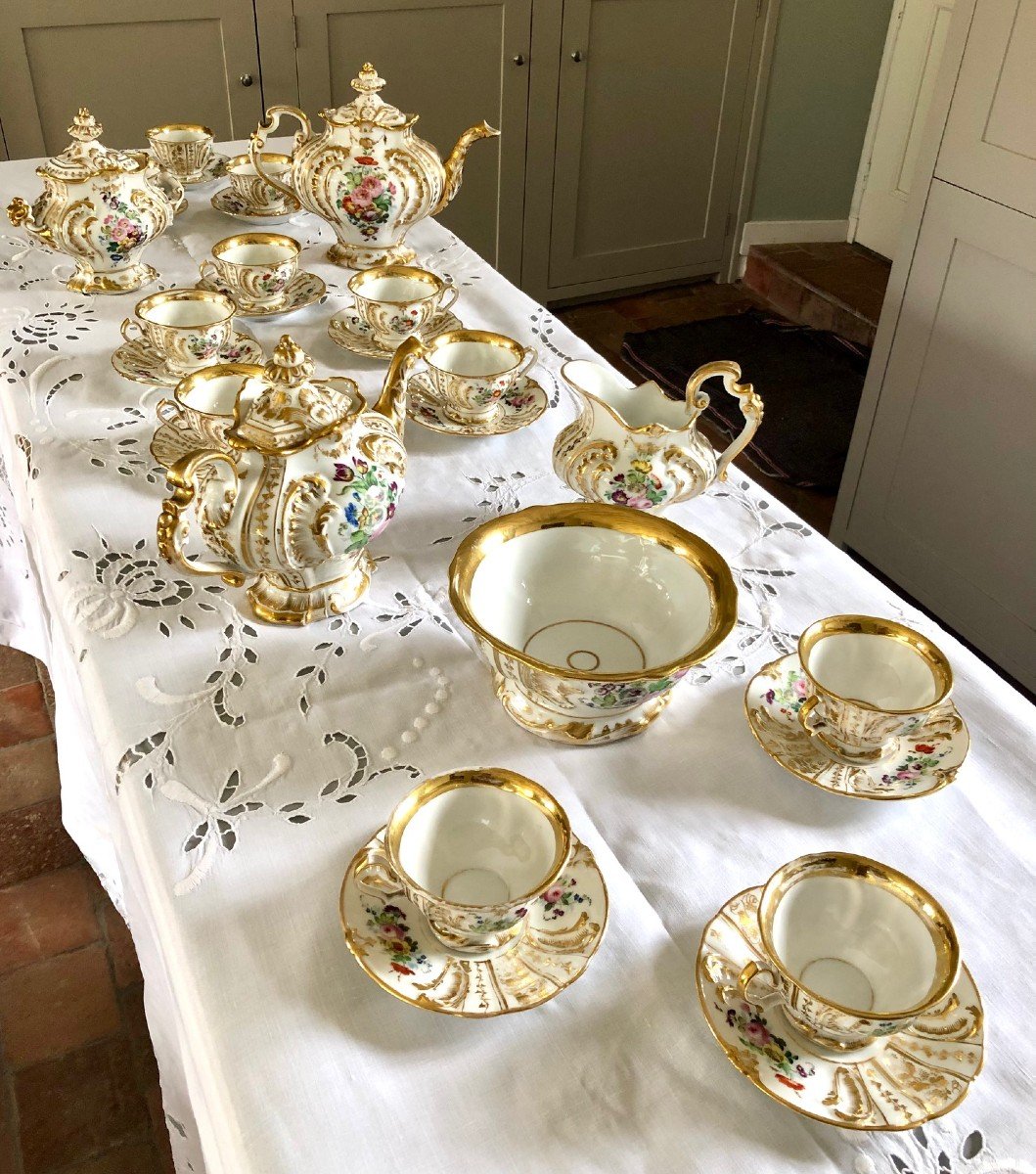Service à Thé Porcelaine De Paris XIXe Napoléon III-photo-2