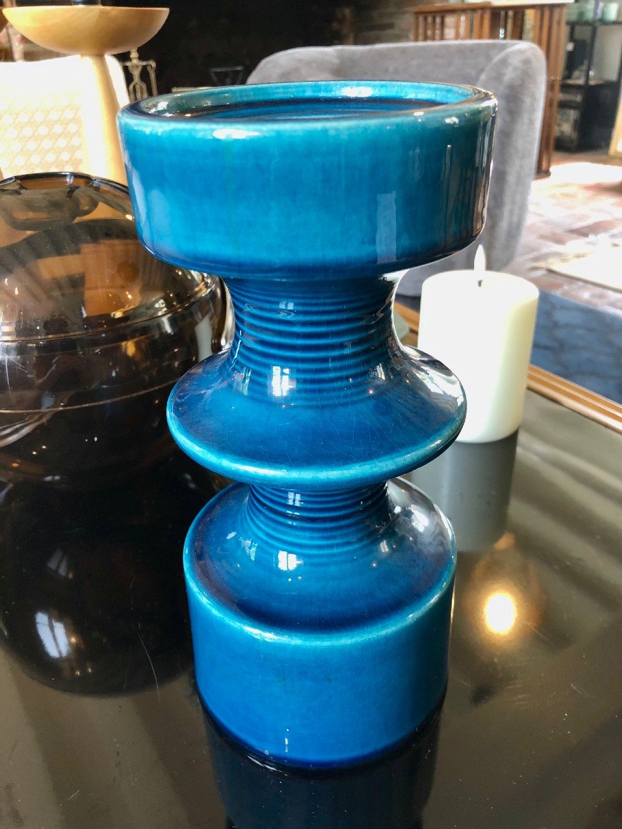 Grand Bougeoir Cari Zalloni éditeur Steuler Couleur Turquoise Années 70 , Tampon Sous La Base