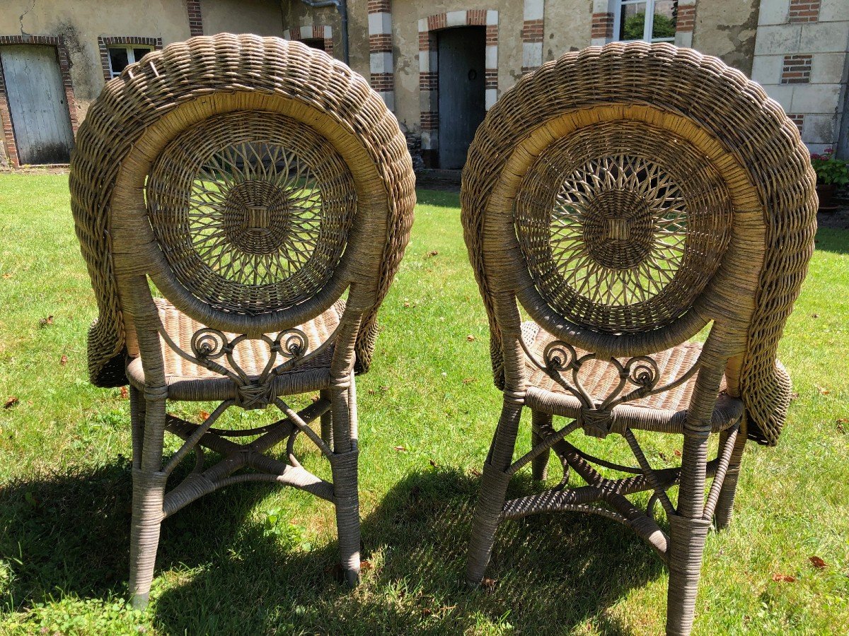 Paire De Chaises Osier Vers 1950 Espagne -photo-3