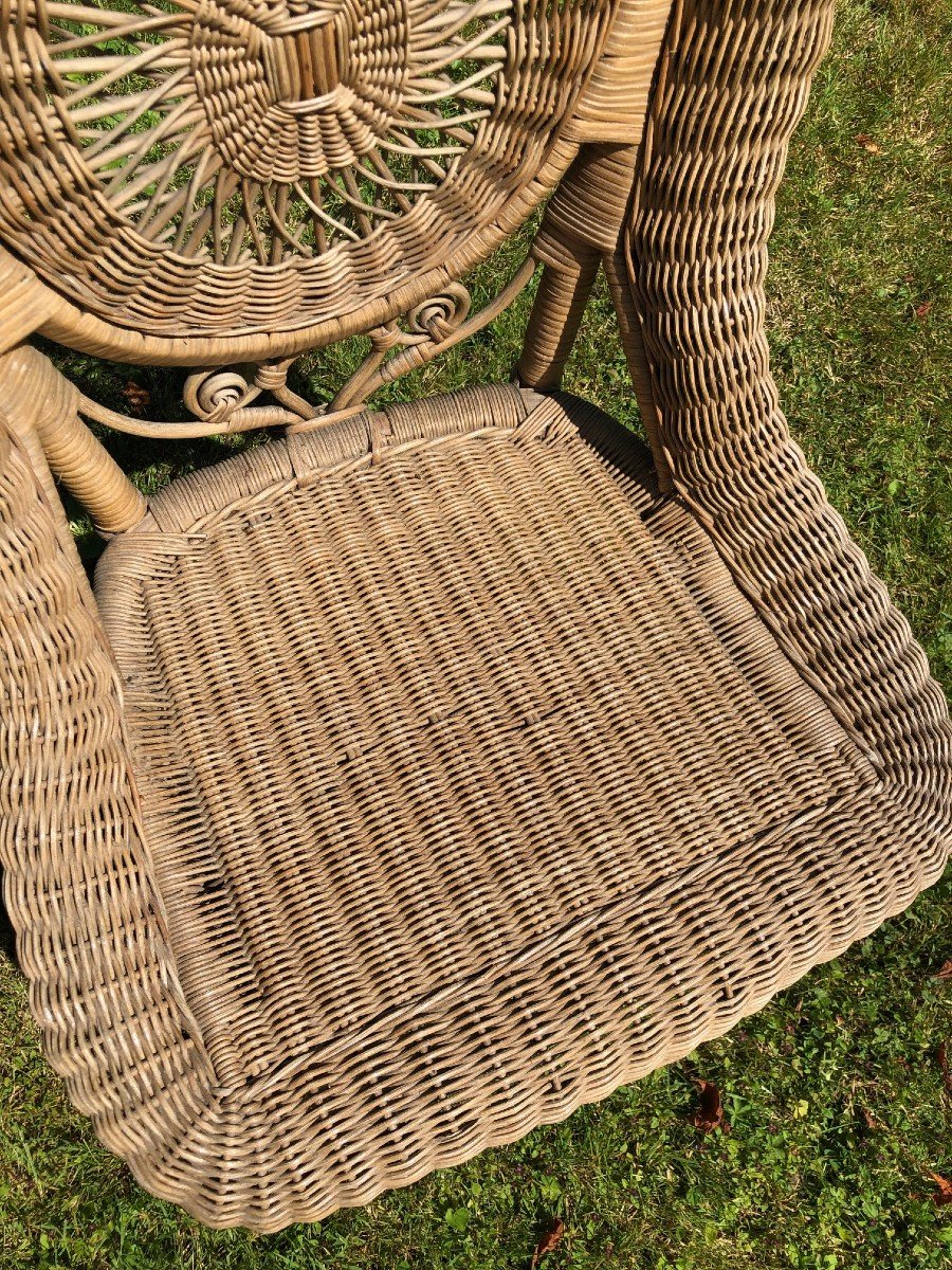 Paire De Chaises Osier Vers 1950 Espagne -photo-1