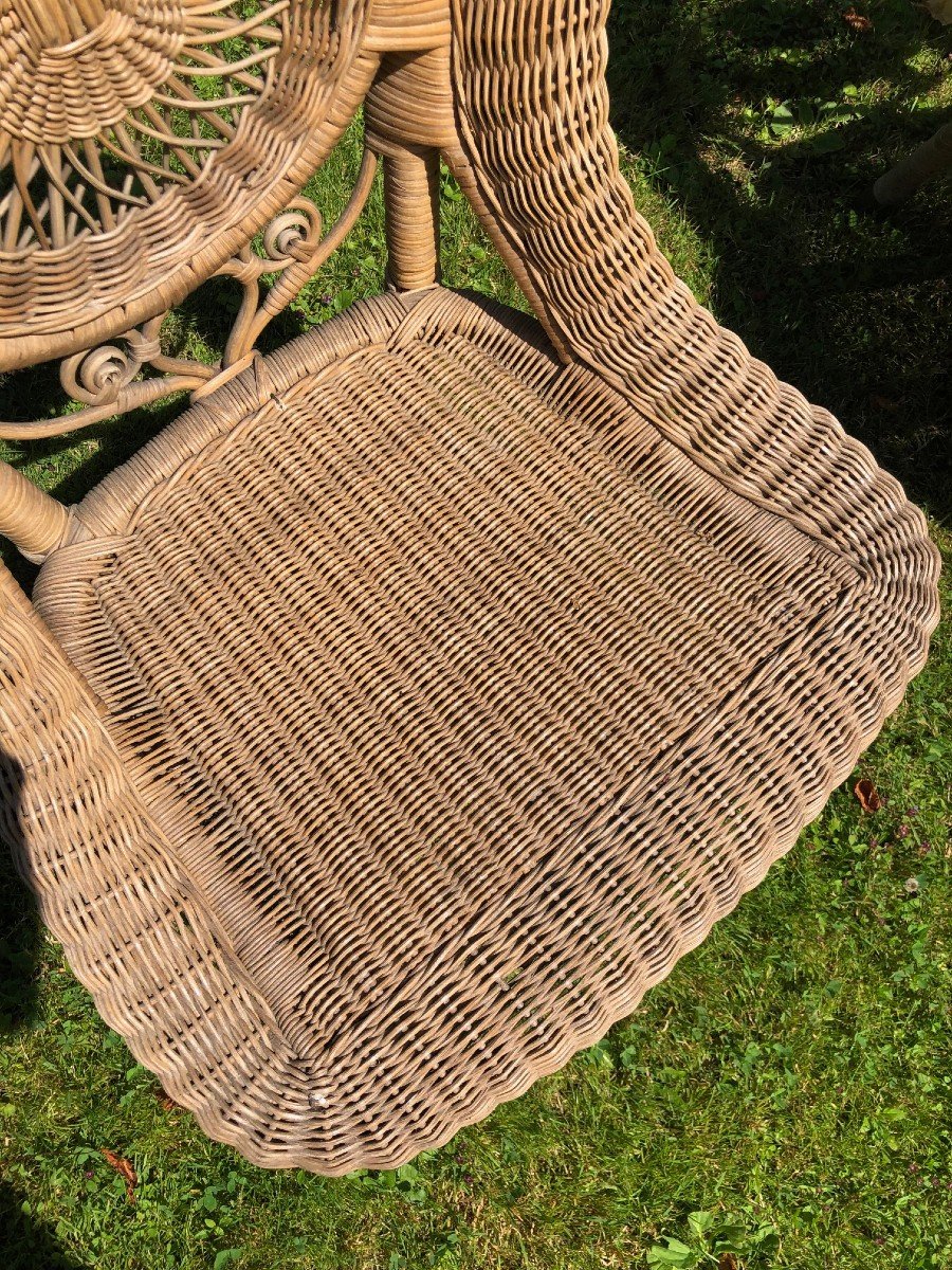 Paire De Chaises Osier Vers 1950 Espagne -photo-2
