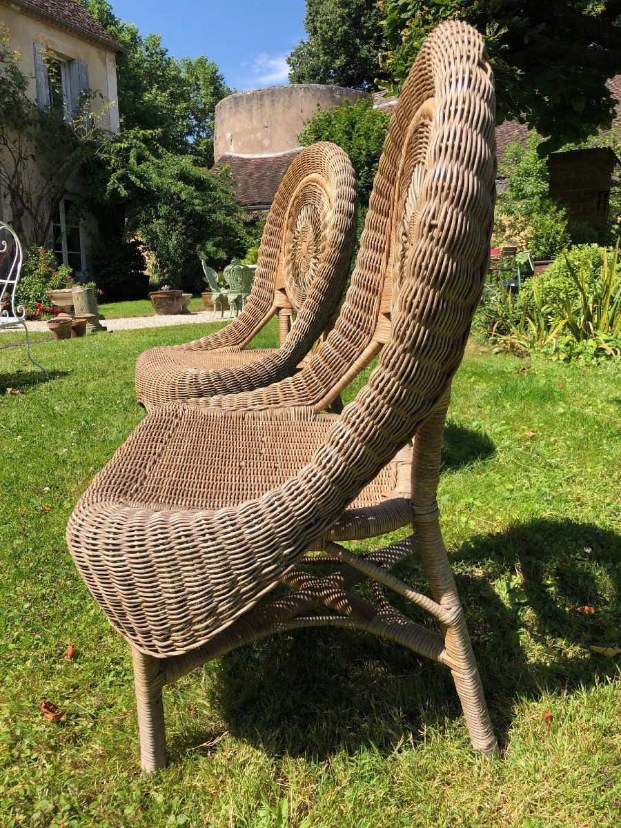 Paire De Chaises Osier Vers 1950 Espagne -photo-4