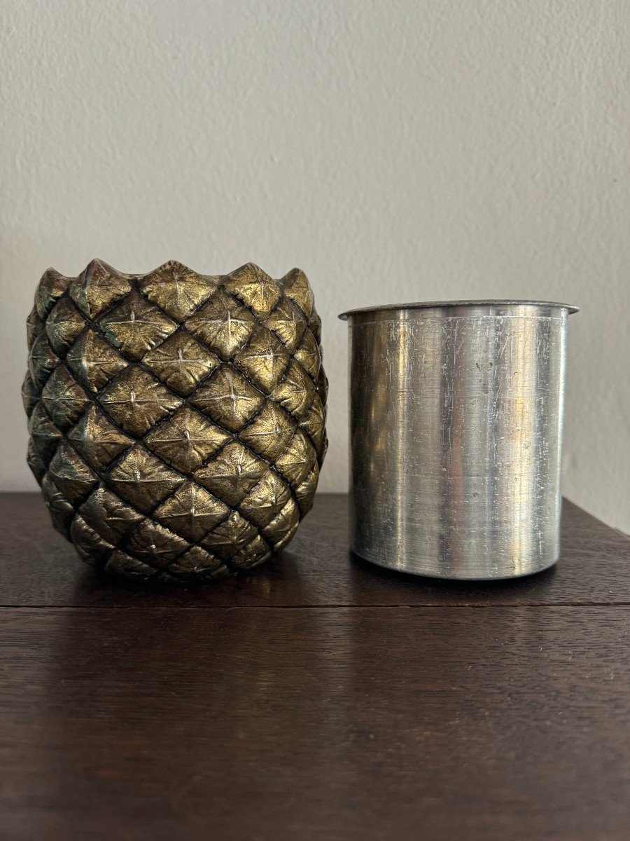 Mauro Manetti Zinc Interior Pineapple Ice Bucket 1960-photo-2