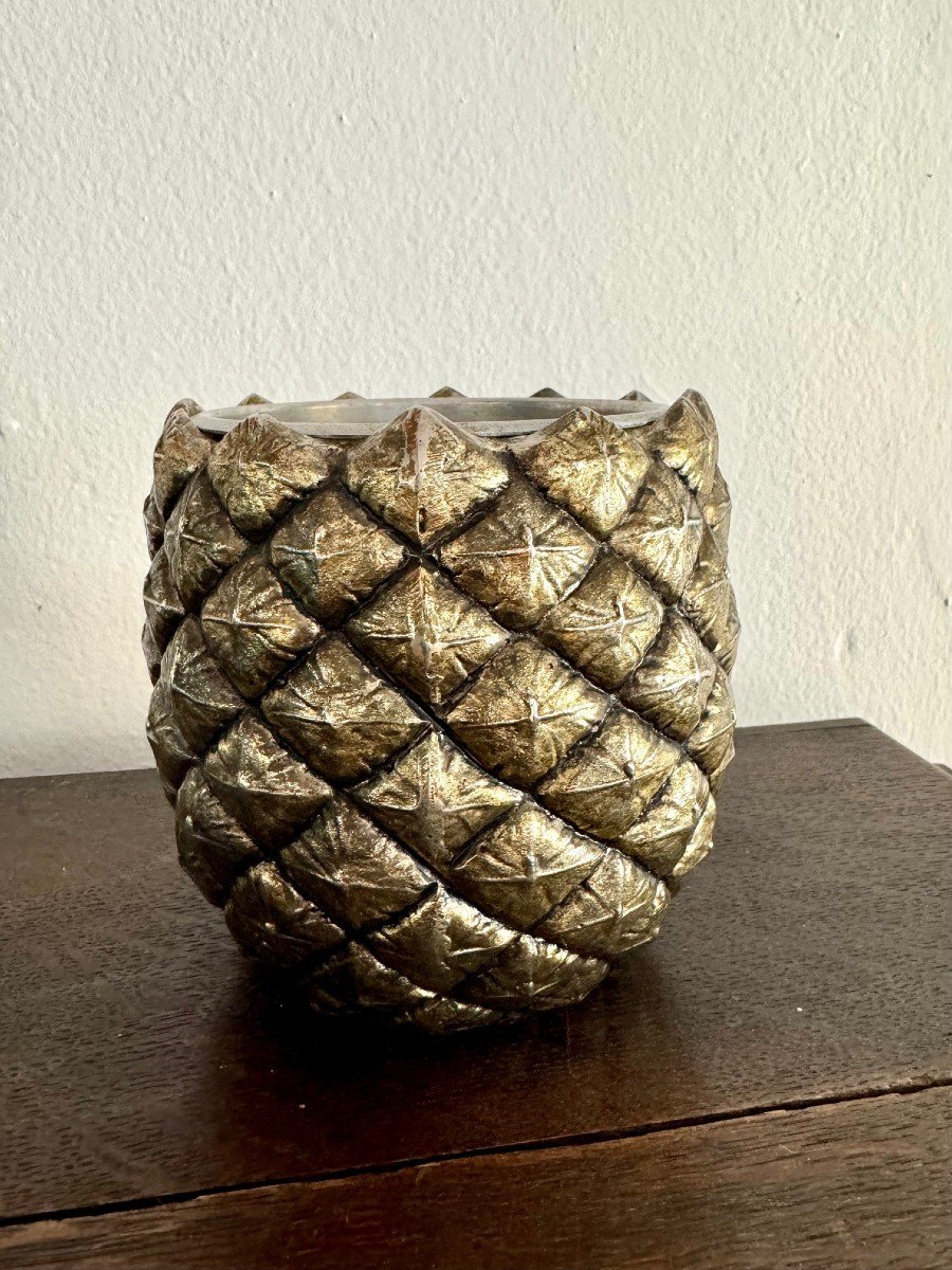 Mauro Manetti Zinc Interior Pineapple Ice Bucket 1960-photo-4