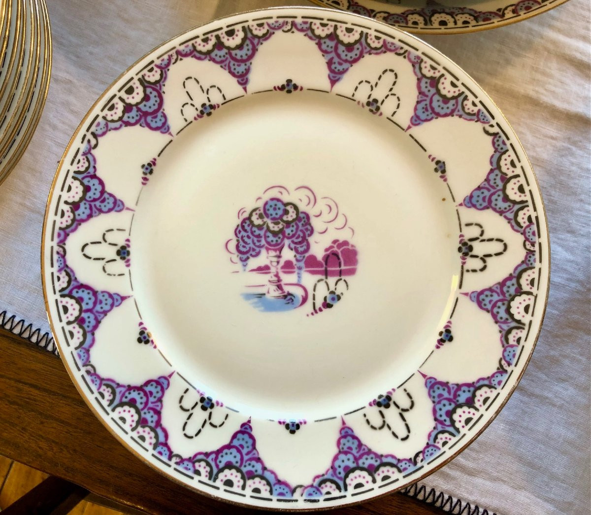 Service De Table En Porcelaine Art Déco Limoges F Legrand 45 Pièces -photo-6