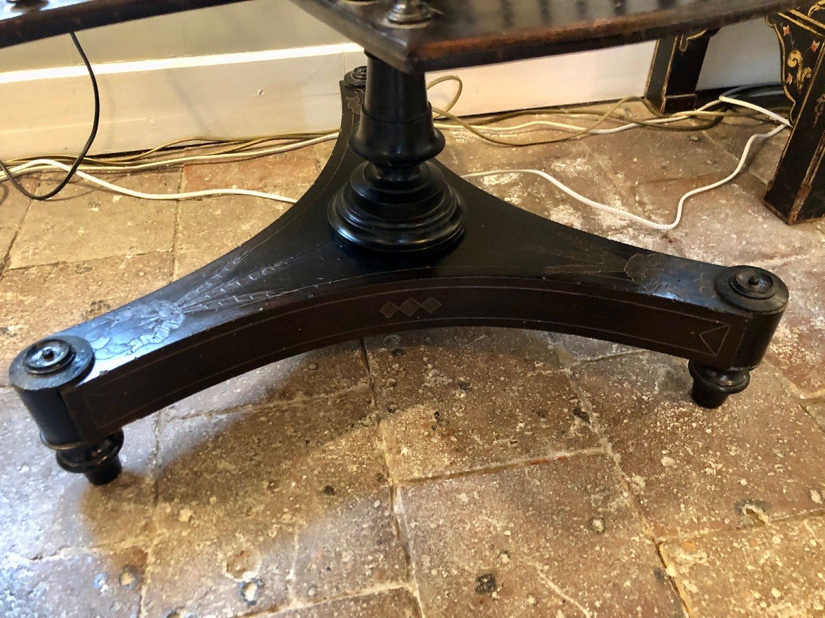Napoleon III Revolving Bookcase Pedestal Table In Blackened Wood -photo-2