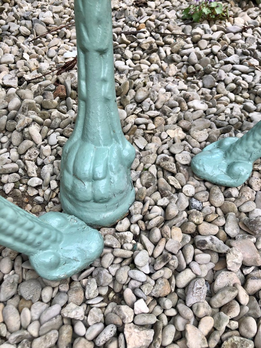 Napoleon III Garden Furniture In Rustproof Water Green Lacquered Cast Iron-photo-4