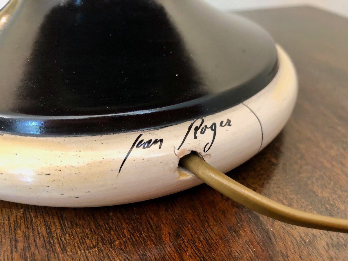 Jean Roger Lamp Base In Ceramic Imitation Porphyry Marble And Ivory -photo-3