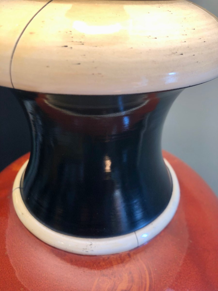 Jean Roger Lamp Base In Ceramic Imitation Porphyry Marble And Ivory -photo-5