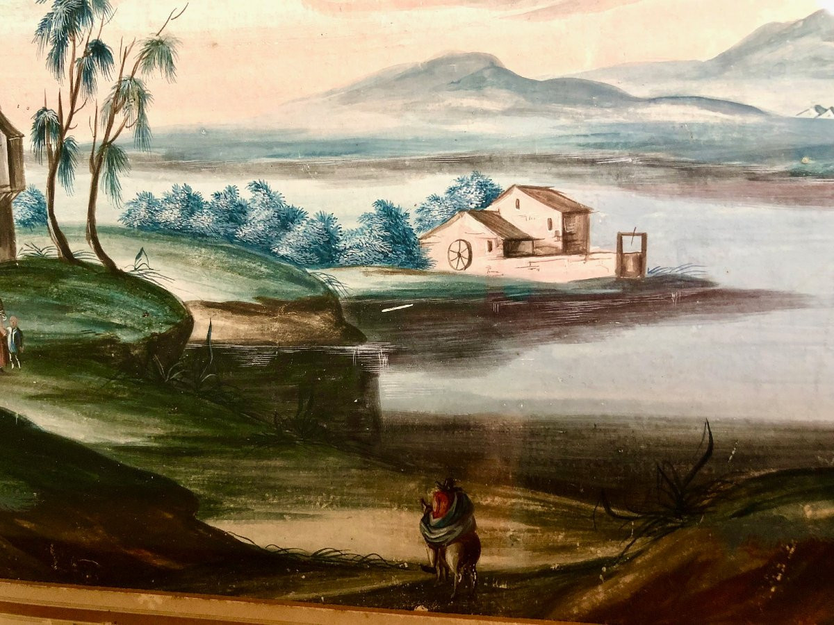 paire de gouaches école napolitaine XIXe -photo-3
