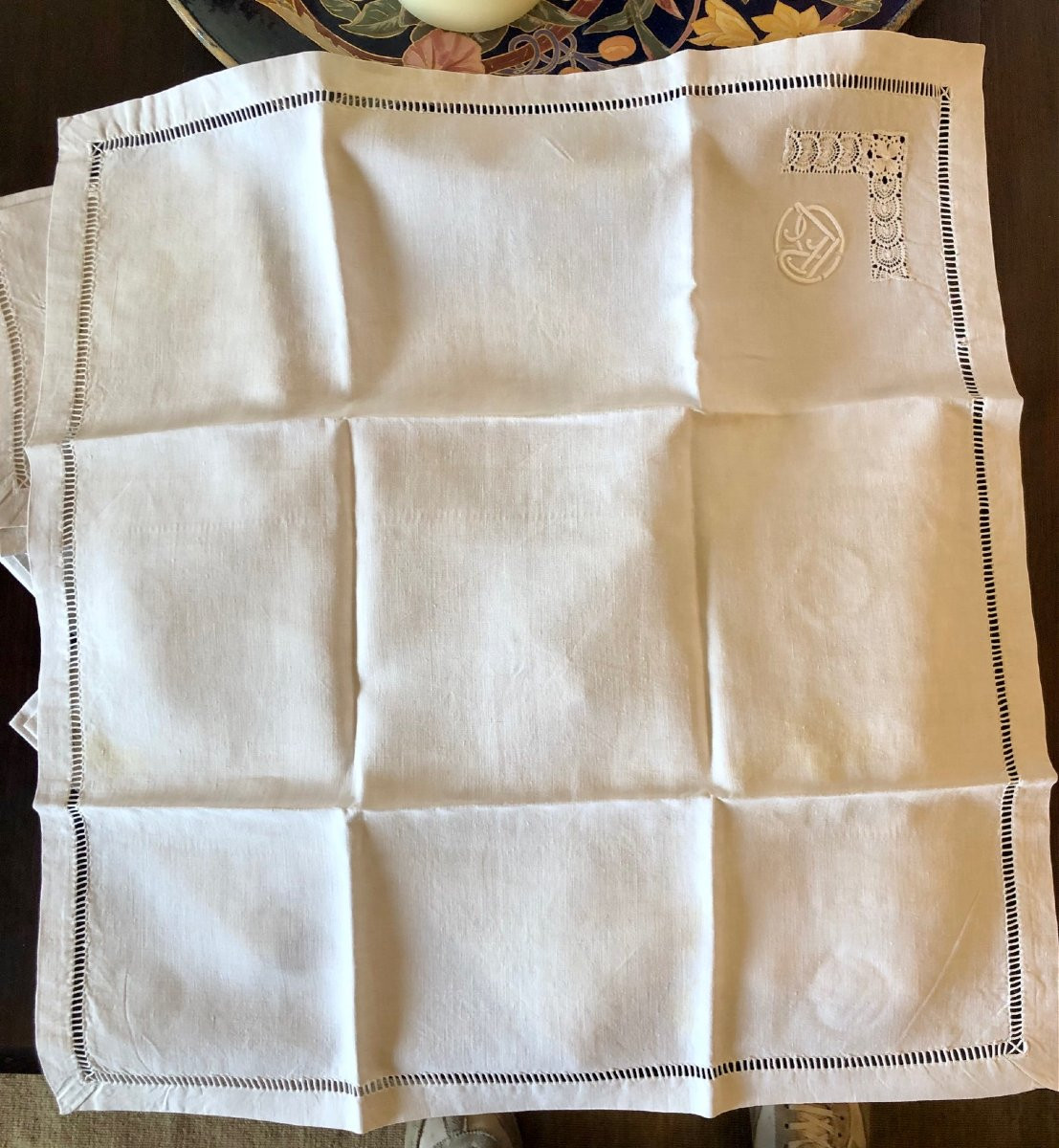 Set Of 12 19th Century Embroidered Linen Napkins-photo-4