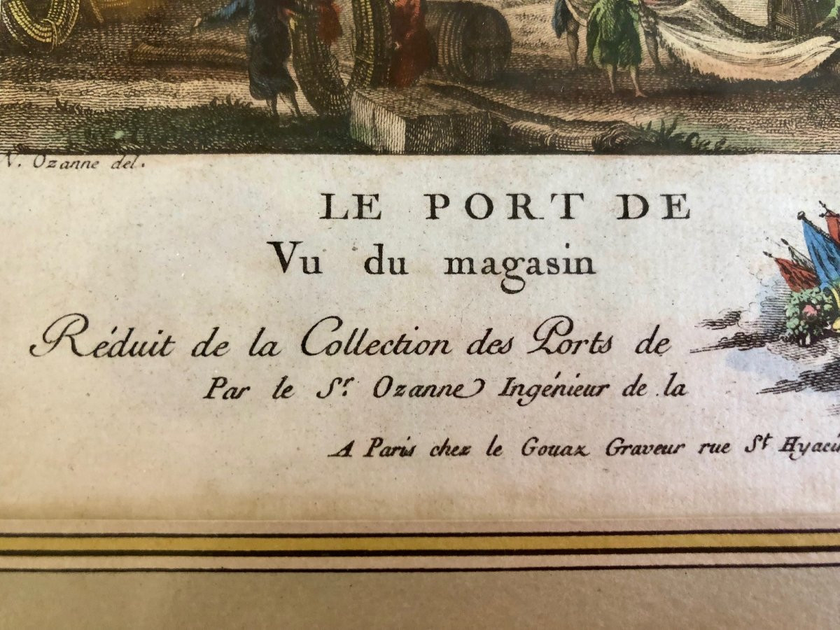 3 18th Century Color Engravings, Reduced From The "collection Of Ports Of France" -photo-2