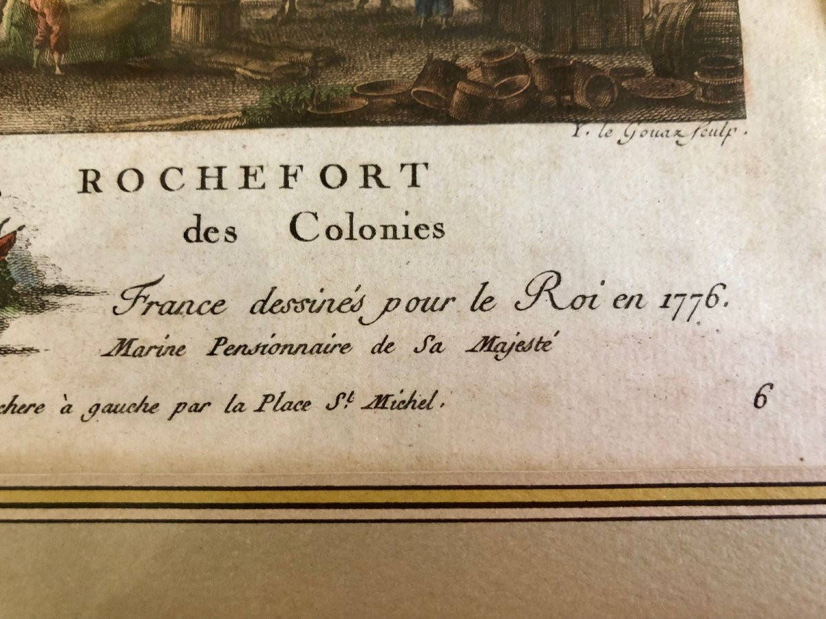 3 18th Century Color Engravings, Reduced From The "collection Of Ports Of France" -photo-3