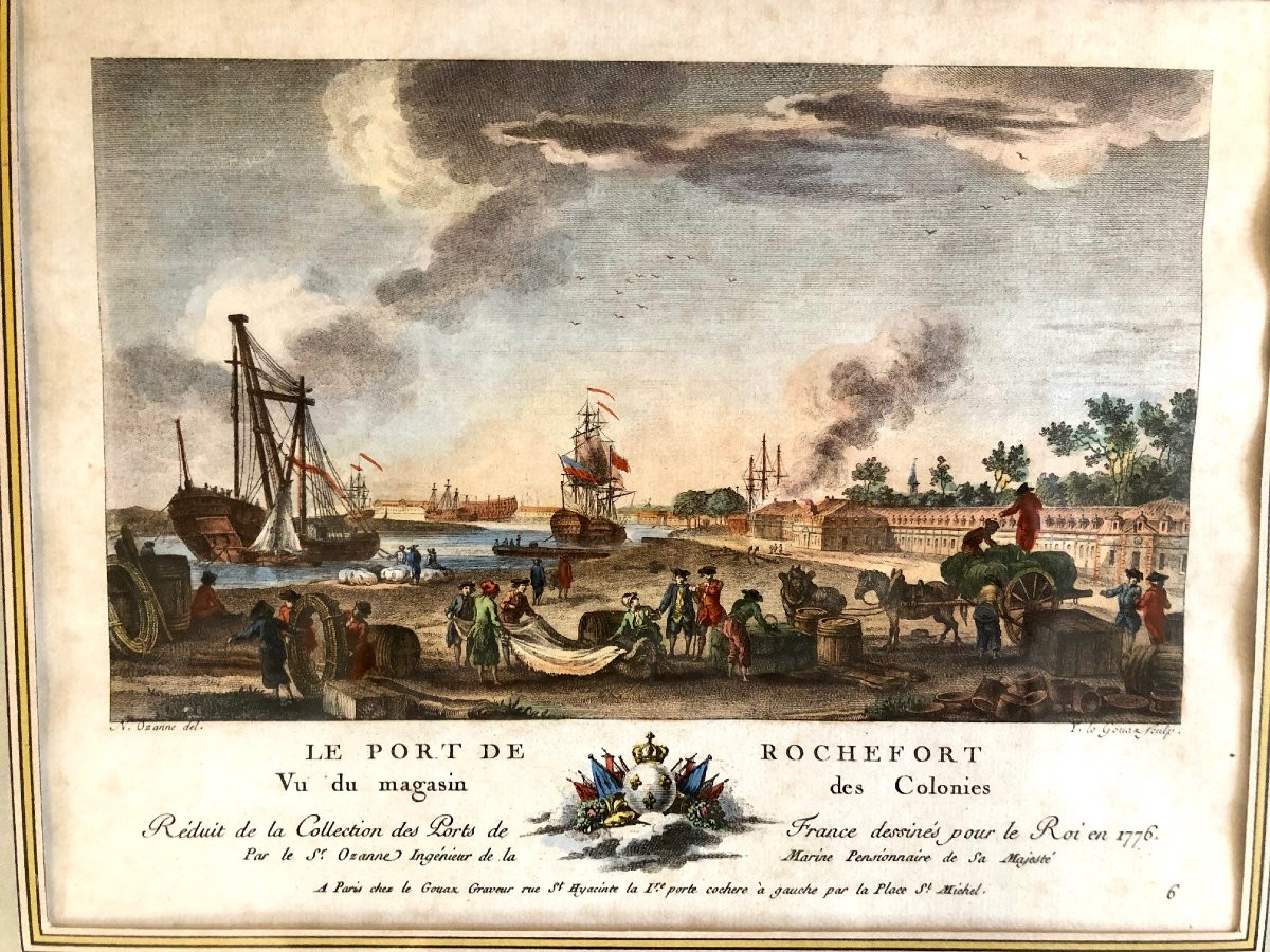 3 18th Century Color Engravings, Reduced From The "collection Of Ports Of France" -photo-5