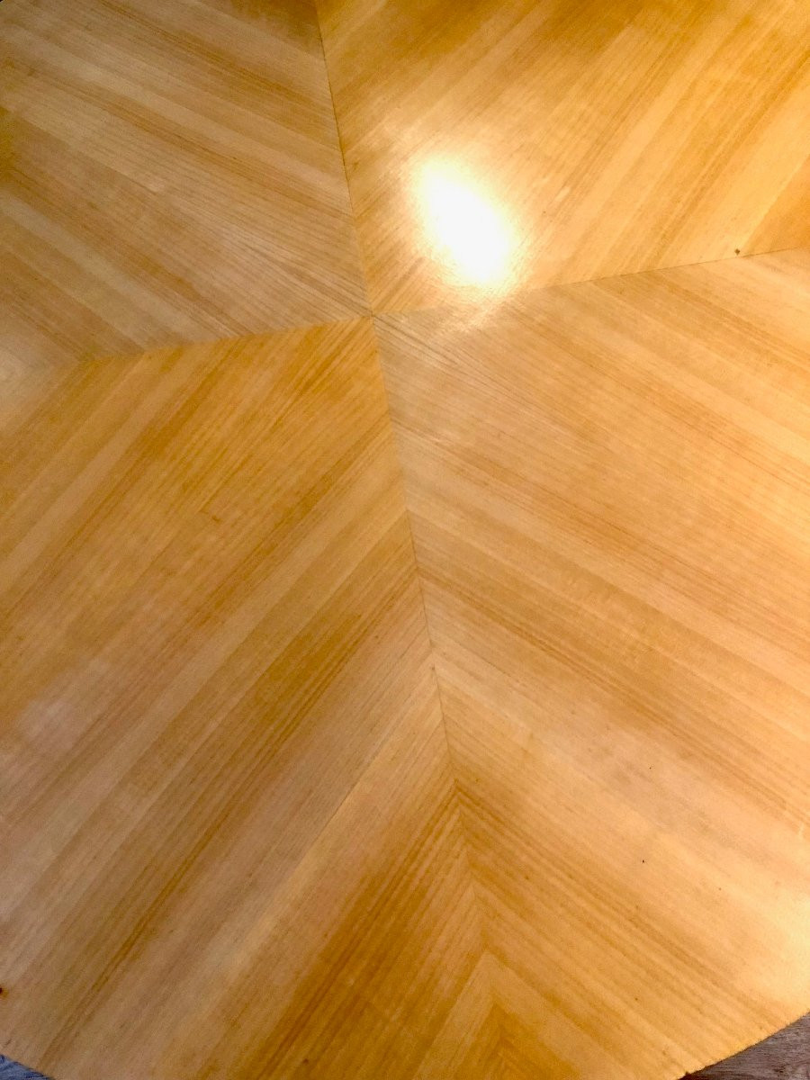 Round Table With Double Top, Lemonwood Veneer, 1940s-photo-2