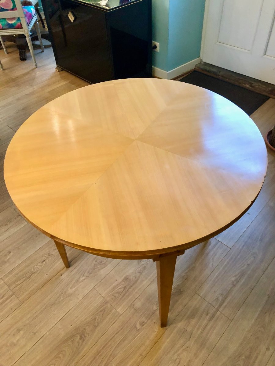 Round Table With Double Top, Lemonwood Veneer, 1940s-photo-4