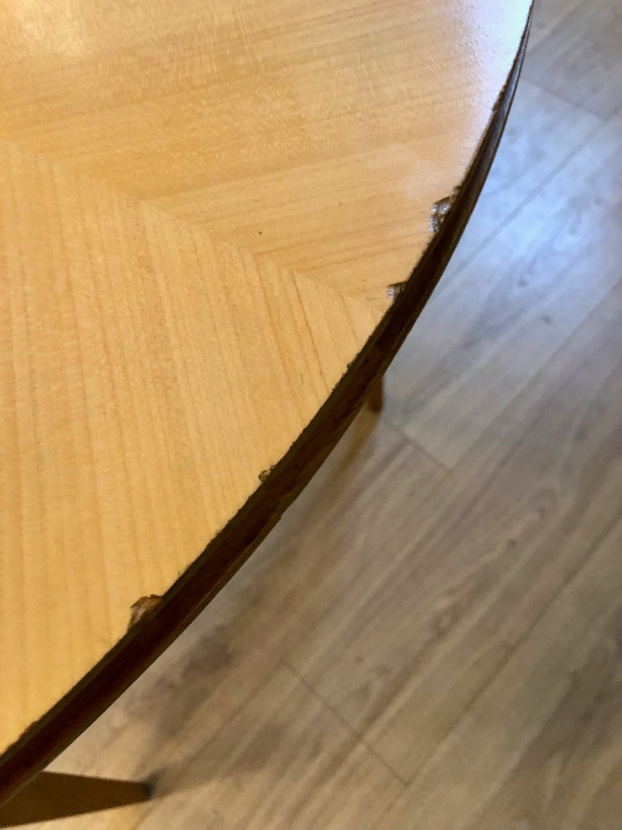 Round Table With Double Top, Lemonwood Veneer, 1940s-photo-3