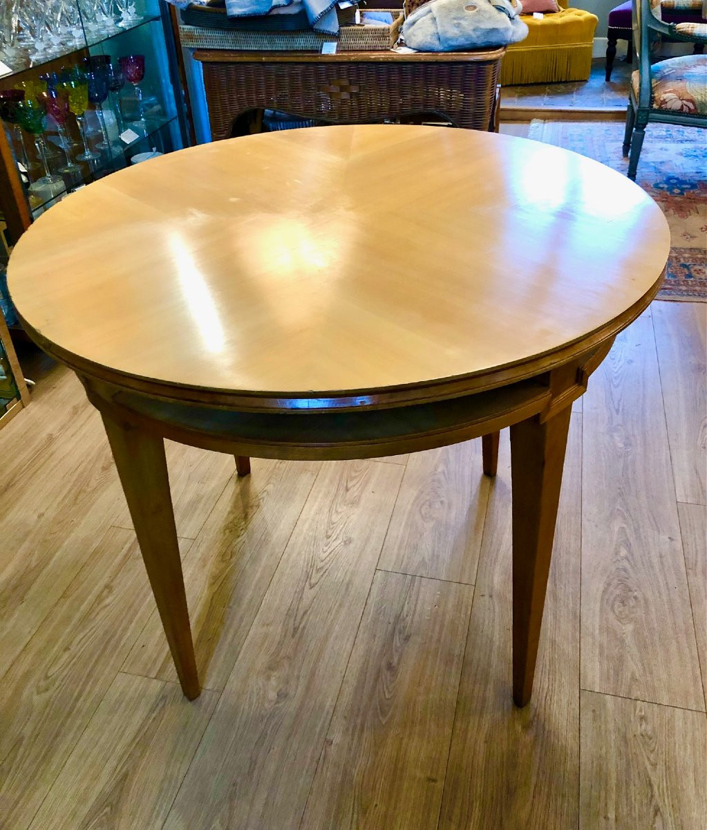 Round Table With Double Top, Lemonwood Veneer, 1940s-photo-4