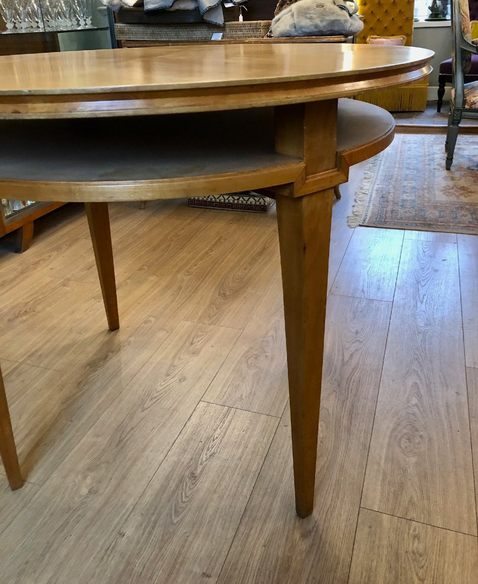 Round Table With Double Top, Lemonwood Veneer, 1940s-photo-5