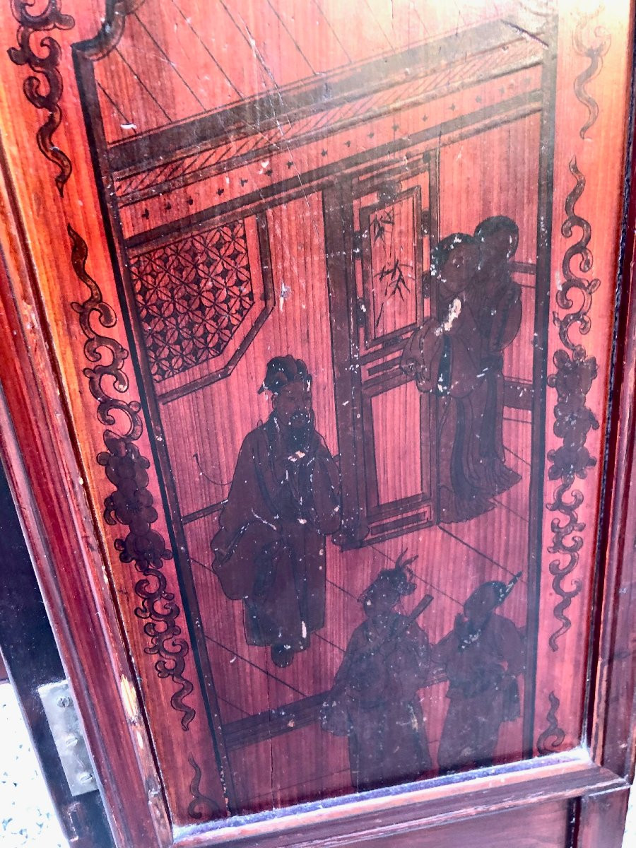 grand paravent en bois sculpté et laqué 7 feuilles, Chine XIXe -photo-7