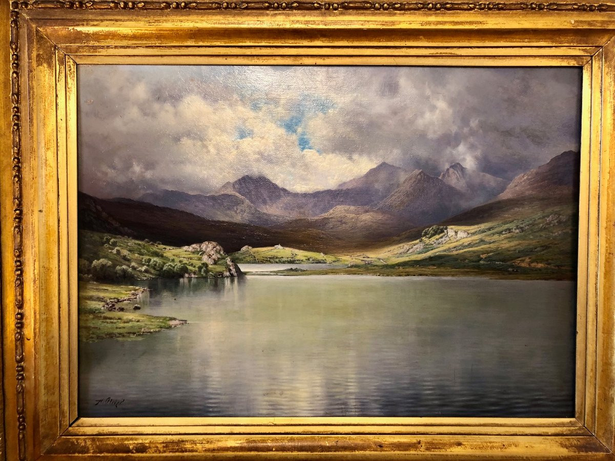Alfred Oliver (1868-1943) "north Wales" Oil On Canvas, Well Framed-photo-4