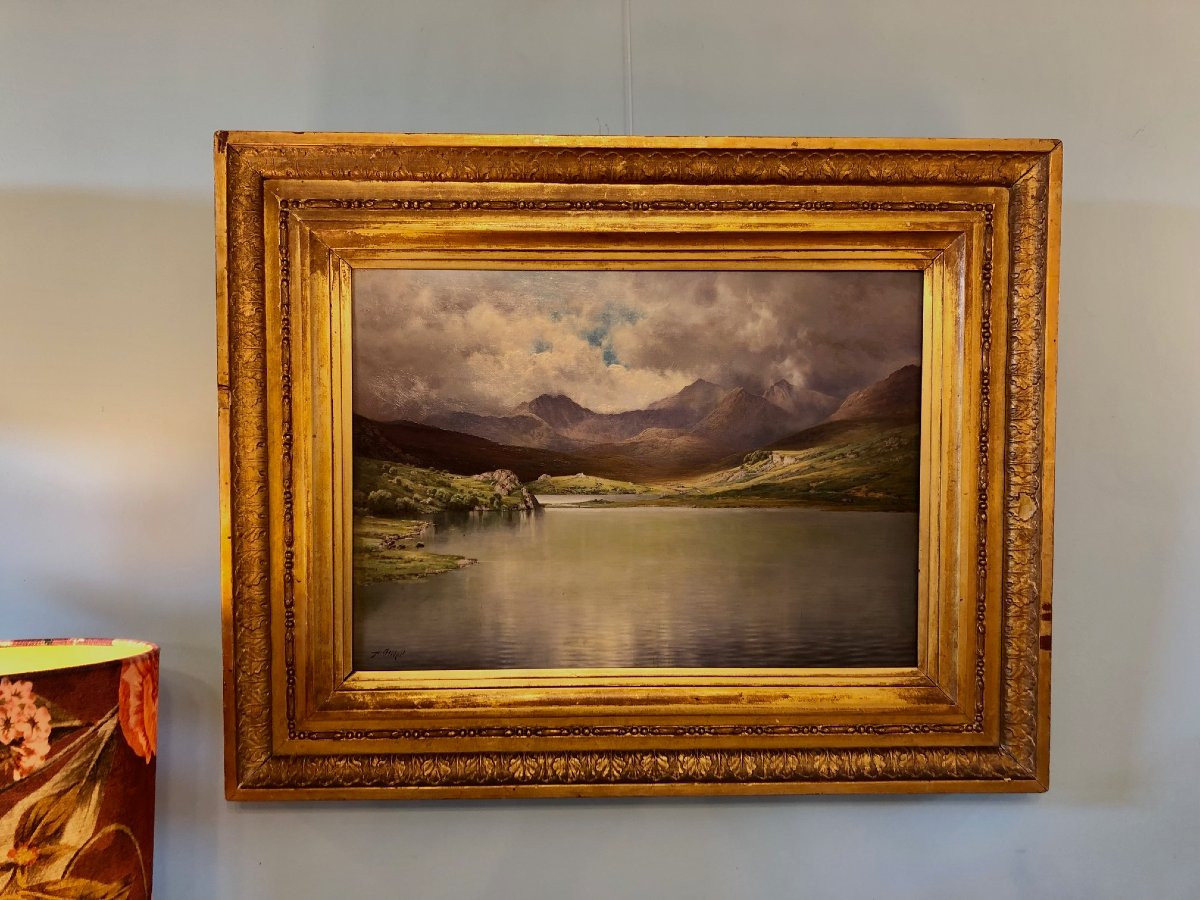 Alfred Oliver (1868-1943) "north Wales" Oil On Canvas, Well Framed-photo-1