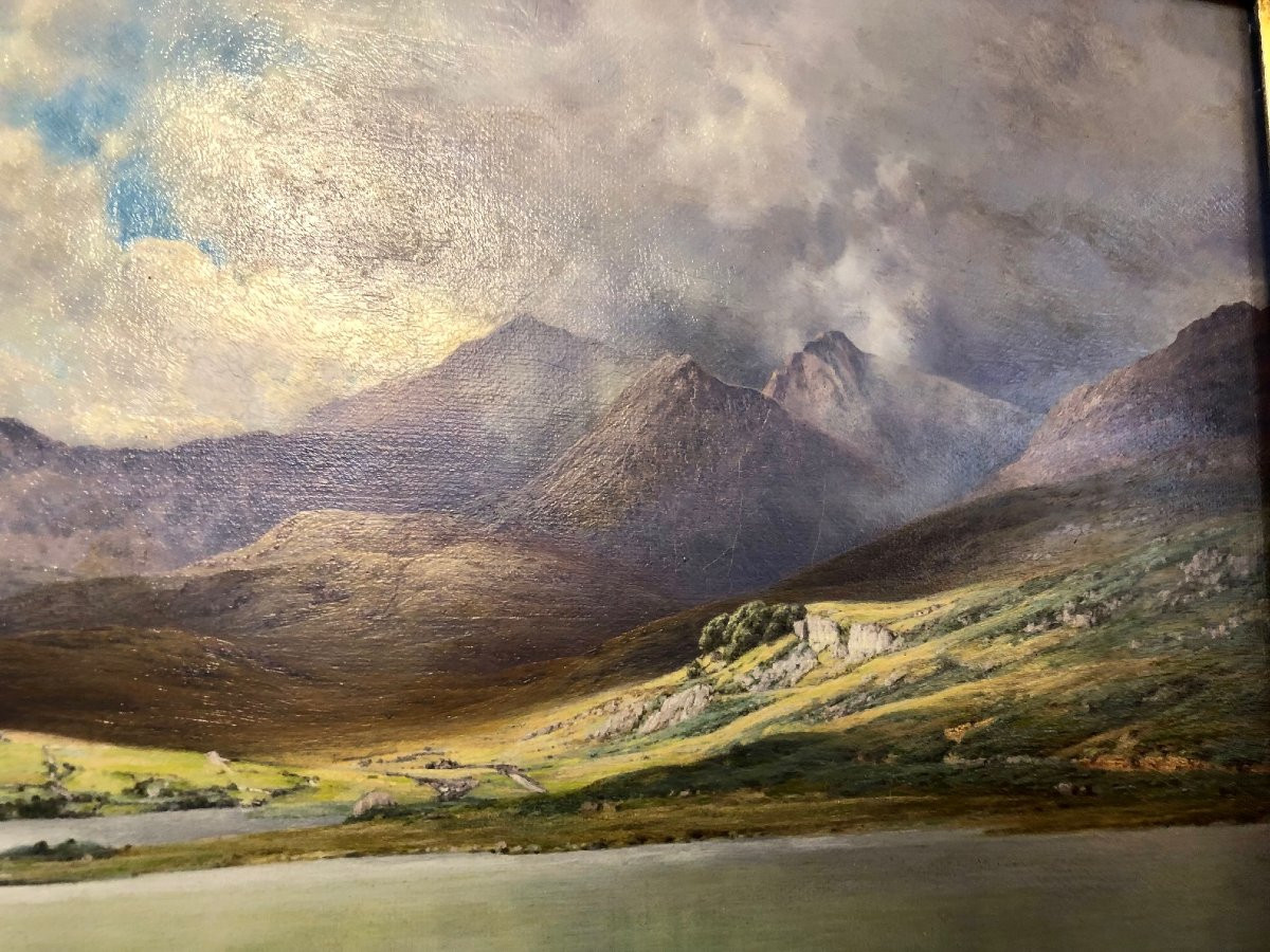 Alfred Oliver (1868-1943) "north Wales" Oil On Canvas, Well Framed-photo-2