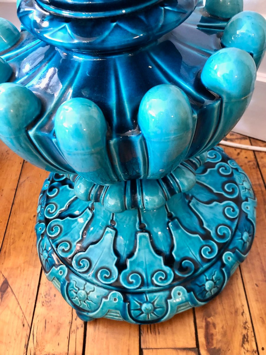 grande colonne selette en faience de Choisy le Roi, Hippolyte Boulenger, signée -photo-3