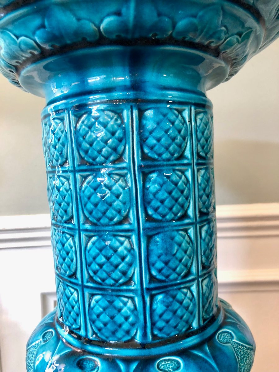 grande colonne selette en faience de Choisy le Roi, Hippolyte Boulenger, signée -photo-5