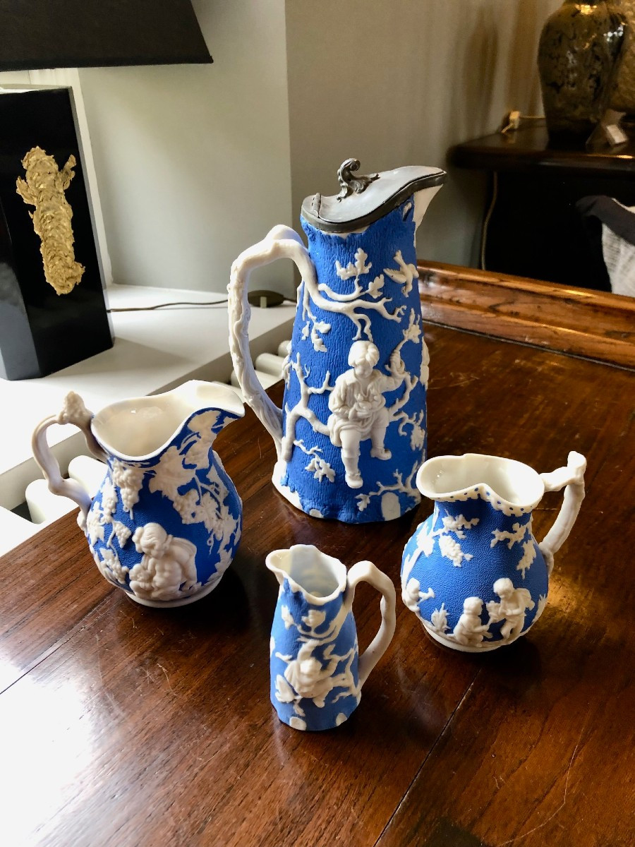 4 Longport England Porcelain Pitchers