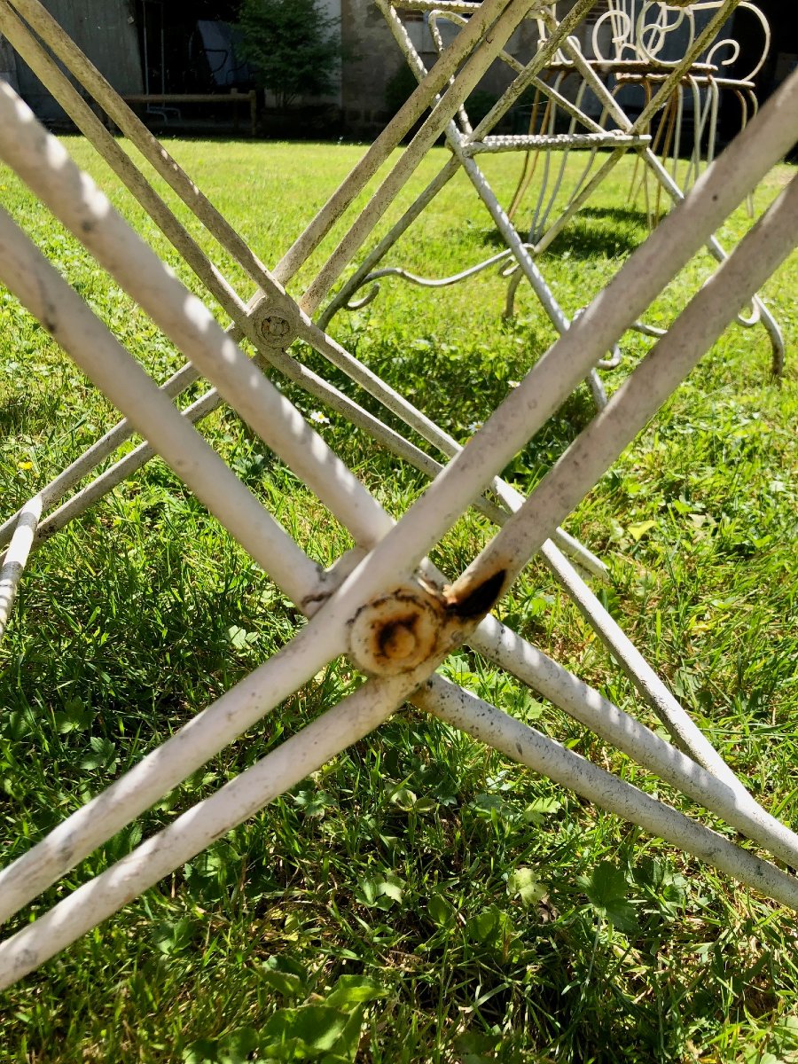 fausse paire de fauteuils de jardin, fer forgé début XXe -photo-1