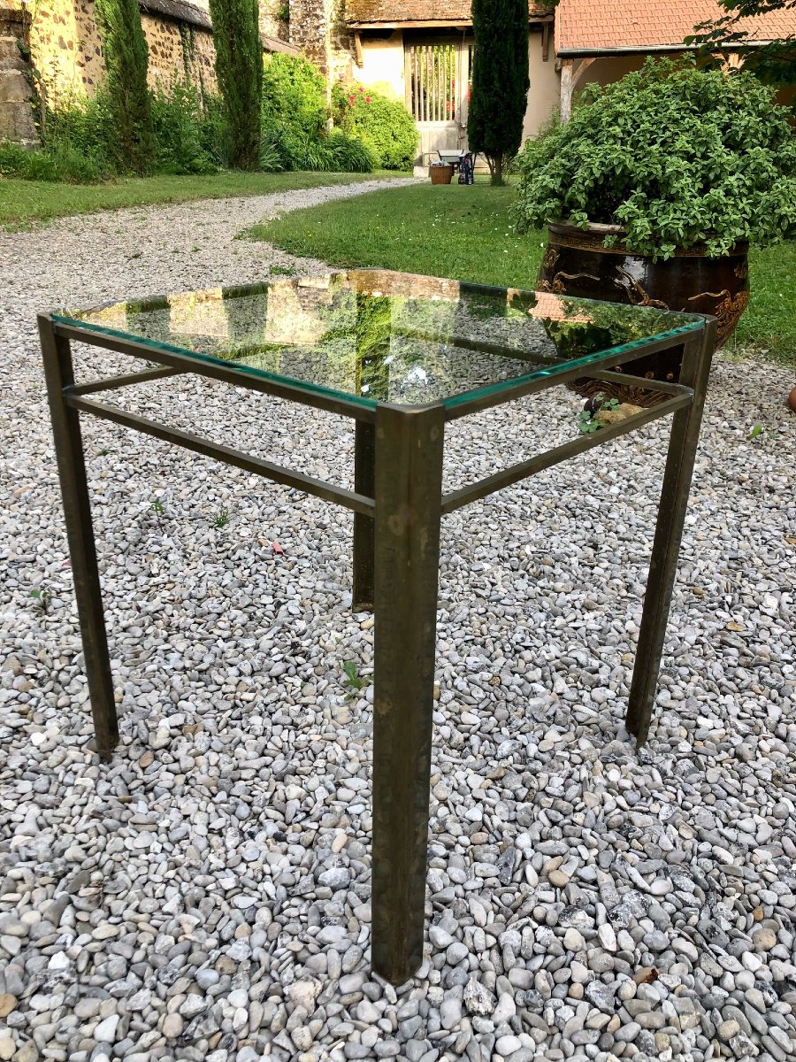 Jacques QUINET pour Maison Malabert bout de canapé en bronze -photo-2