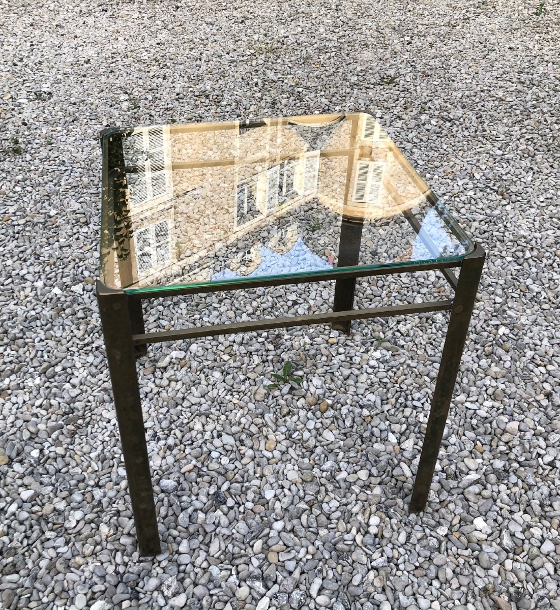 Jacques QUINET pour Maison Malabert bout de canapé en bronze -photo-1