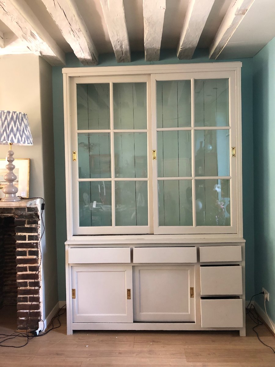 Large Store Display Cabinet, Circa 1900, Restored And Repainted -photo-2