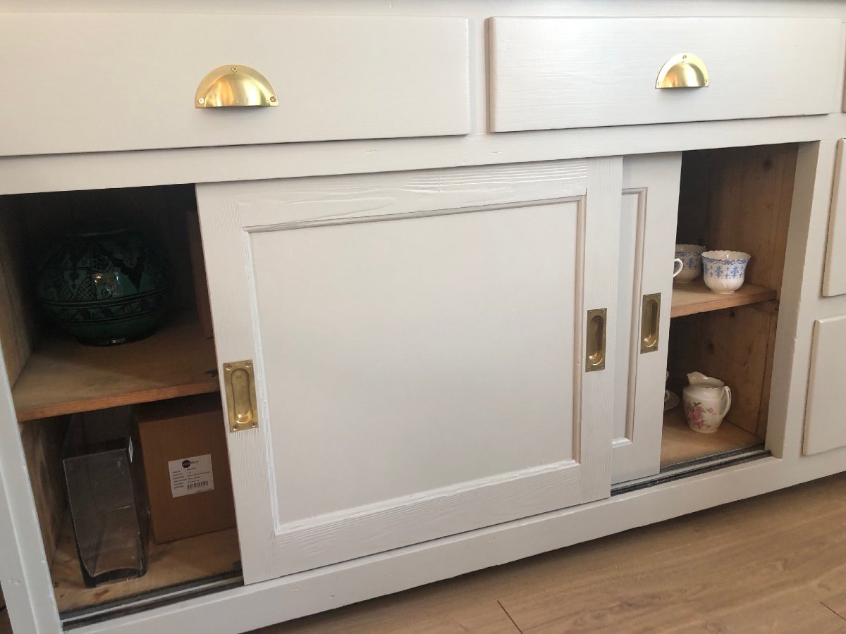 Large Store Display Cabinet, Circa 1900, Restored And Repainted -photo-4