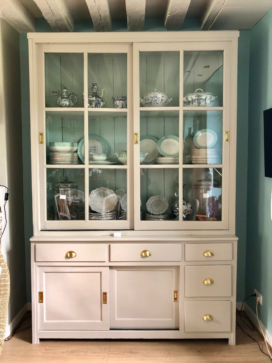 Large Store Display Cabinet, Circa 1900, Restored And Repainted 