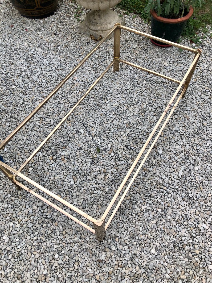 Jacques QUINET pour Maison Malabert table basse bronze, 2 plateaux verre-photo-4
