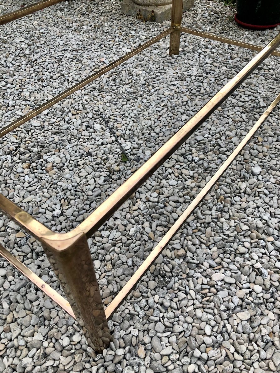 Jacques QUINET pour Maison Malabert table basse bronze, 2 plateaux verre-photo-5