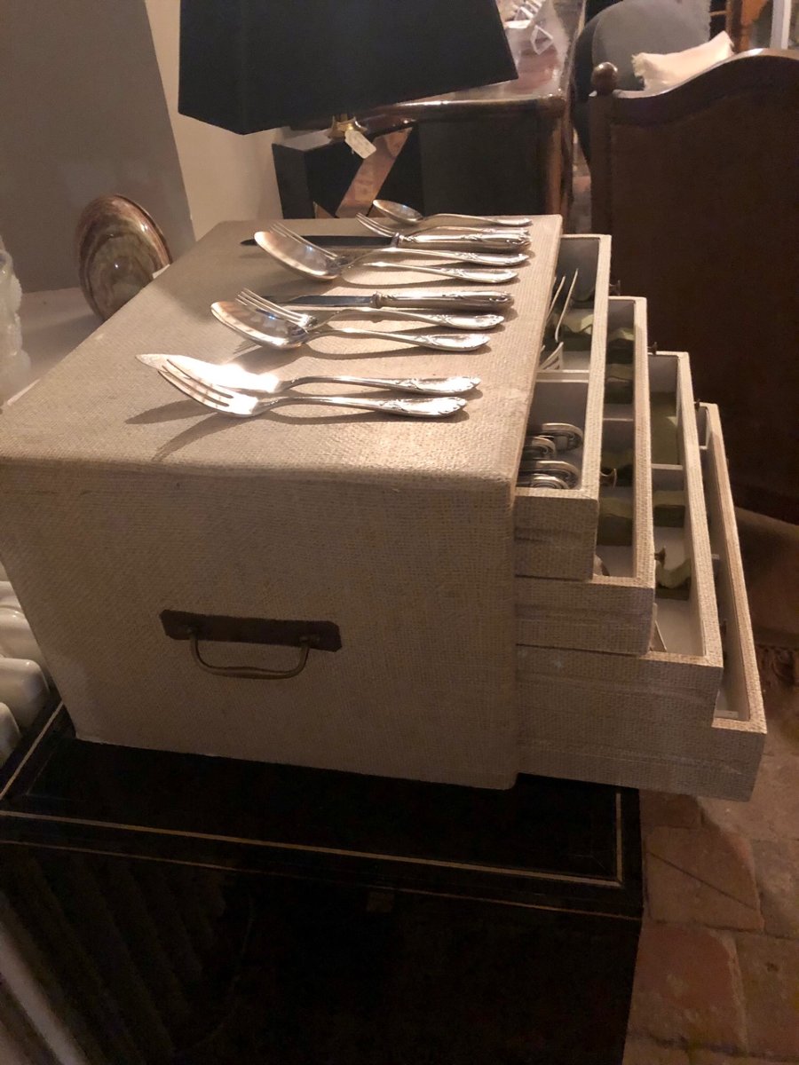 grande ménagère en métal argenté François Frionnet 124 pièces et son coffret 4 tiroirs-photo-3