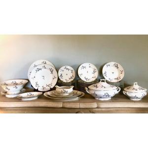 Large 19th Century Porcelain Table Service, Barbel Decor , 47 Pieces