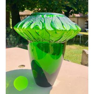 Large Art Deco Vase In Crystal And Glass Paste From Lorraine Vallerysthal - Portieux
