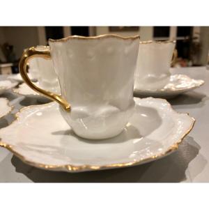  6 Tasses à Café Et Leur Soucoupe, Porcelaine Limoges vers 1900, Palais De Cristal Bruxelles