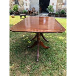 English Rectangular Mahogany Table With Two Tripod Legs 