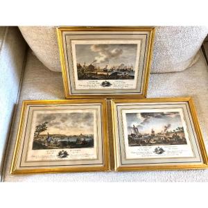 3 18th Century Color Engravings, Reduced From The "collection Of Ports Of France" 