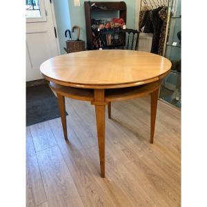 Round Table With Double Top, Lemonwood Veneer, 1940s