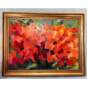 André TURCO (1913-2000) tulipes en Hollande, Huile sur toile encadrée 